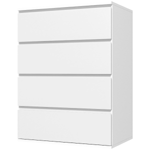 HOMCOM Cassettiera 4 Cassetti in Truciolato con Guide in Metallo e Maniglie Scanalate, 60x40x80 cm, Bianco