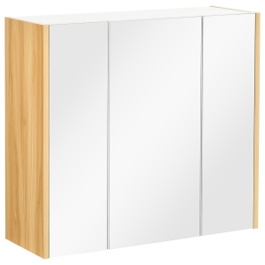 Kleankin Armoire Murale Miroir Lumineux LED Salle De Bain 2 Portes Avec 3 Niveaux 70 X 15 X 65 Cm Aspect Bois~1ea5o5kchgg01
