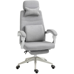 Vinsetto High Back Office Chair Modern Adjustable Reclining Executive Swivel Computer Desk Seat with Armrest and Footrest, Grey