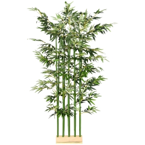 HOMCOM Künstlicher Bambus, Kunstpflanze, Dekopflanze, echtes Aussehen, pflegeleicht, für den Hausgebrauch, 180 cm hoch, Grün