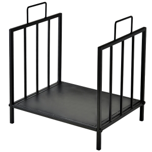 Outsunny Estante de Leña para Chimenea 44,5x33x46,5 cm Tradicional Leñero Interior y Exterior Almacenaje para Madera Soporte para Leña con Asas Diseño Elevado Negro