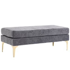 HOMCOM Panca Fondo Letto a 2 Strati in Tessuto Effetto Velluto e Acciaio, 121x50.5x46.5 cm, Grigio Scuro e Oro