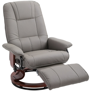 HOMCOM Reclining Swivel Chair, with Footrest - Grey