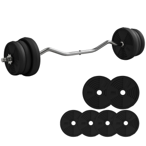 SPORTNOW 25kg Adjustable Barbell Set with Curl Bar Black