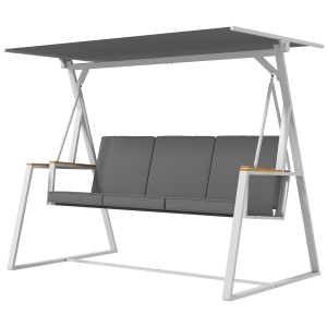 Outsunny Balancelle de jardin 3 places avec toit inclinaison réglable matelas fourni dim. 205L x 130l x 175H cm gris foncé