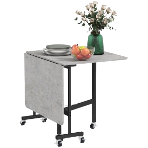HOMCOM Folding Drop Leaf Table Metal Frame 120cm Grey
