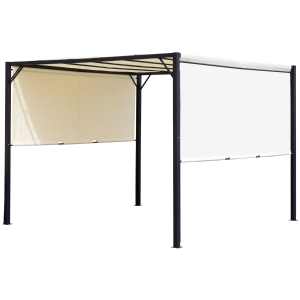 Outsunny Pergola tonnelle de jardin avec auvent coulissant 3 x 3 m - structure acier époxy et toile polyester - crème et noir