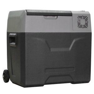 HOMCOM Autokühlschrank, Kühlbox, 50L, bis -20° C, Touch-Display, 2 Räder, Teleskopgriff, 58,6 x 37,8 x 54,5 cm, Grau