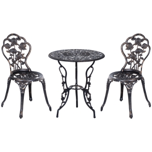 Outsunny Gartenmöbel für 2 Personen Gartenset Sitzgruppe Balkonset Balkonmöbel Set Garnitur Tisch Stuhl Bronze
