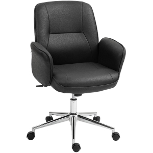 Vinsetto Bürostuhl, höhenverstellbar, atmungsaktiver Bezug, Wippfunktion, bis 120 kg, Schwarz