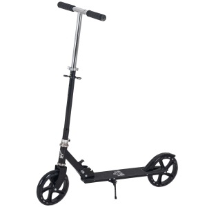 HOMCOM Trottinette Pliable Hauteur Guidon réglable sur 4 Niveaux système de freinage arrière pour enfant adolescent pois max. 100KG dim. 88L x 37l x 75-100H cm Noir