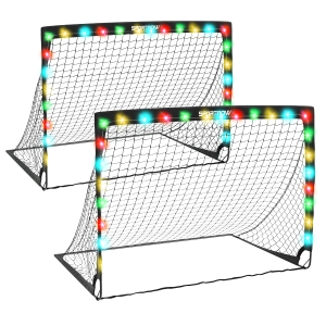 SPORTNOW Set 2 Porte da Calcio per Bambini da 6 Anni con Luci LED