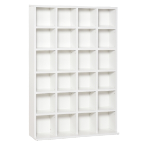 HOMCOM Mobile Libreria porta CD da 24 Ripiani ad Altezza Regolabile, in Truciolato, 130.5x89x20 cm, Bianco