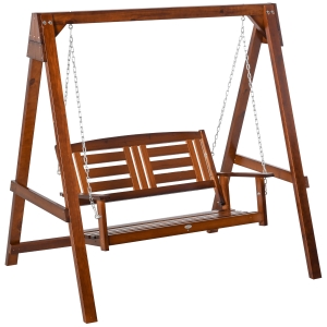 Outsunny 2-Seater Outdoor Swing Chair Wooden Hammock
