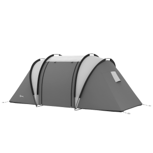 Outsunny Tente de camping familiale 4-5 personnes avec 2 chambres 3 fenêtre, sac de transport, étanche, dim. 450L x 220l x 180Hcm