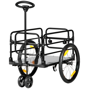 HOMCOM Lastenanhänger Bollerwagen 130 x 64 x 103 cm Stahl Schwarz+Gelb