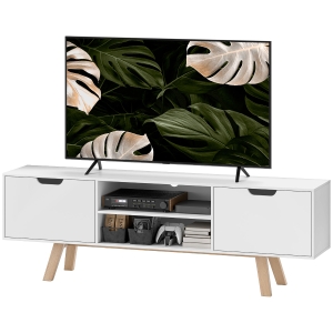 HOMCOM TV-Kommode mit Schubladen und offenen Regalen, MDF, 150 x 39 x 50 cm, Weiß