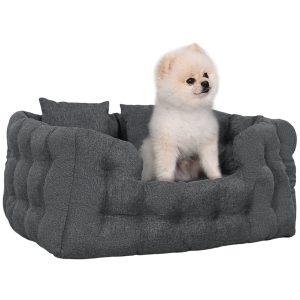 PawHut Cama para Mascotas con 2 Almohadas Colchón para Perros Antideslizante con Funda Extraíble y Lavable 70x50x30 cm Gris
