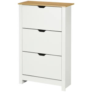 HOMCOM Schuhschrank Schruhregal Schuhaufbewahrung, 3 Fächer, 18 Paar Schuhe, 72 cm x 26 cm x 112 cm, Weiß + Braun