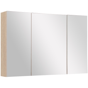 kleankin Armario de Baño con Espejo 3 Puertas y Estantes Ajustables para Aseo Estilo Moderno 90x60x13,5 cm Roble