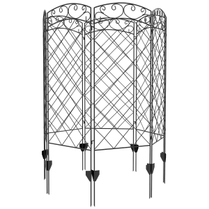 Outsunny Lot de 7 clôtures de jardin décoratives en métal avec ornements - 344L x 110H cm noir