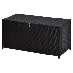 Outsunny Coffre malle de rangement 118L x 54l x 59H cm résine tressée imitation rotin café foncé