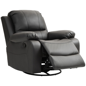 HOMCOM Relaxsessel, verstellbare Lehne & Fußstütze, drehbar, bis 150 kg, Stahlrahmen, 93x100x98cm, Schwarz
