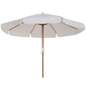Outsunny Parasol droit parasol de jardin rond grande taille de jardin Ø 3 m bois de bambou crème