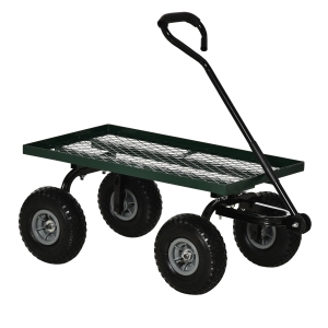 Outsunny Carrello da Giardino in Acciaio con Capacità 150 kg e Maniglia Rivestita, 94x48.5x100 cm, Nero e Verde