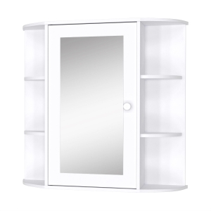 HOMCOM Armoire Murale Miroir Blanc Rangement 1 Porte