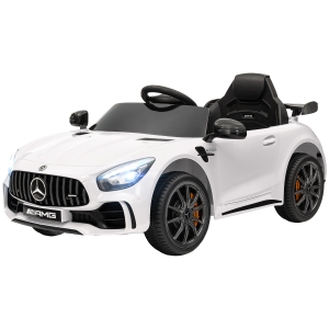 AIYAPLAY Elektro-Kinderauto, Mercedes, 3-5 km/h, Fernbedienung, Licht & Musik, Weiß