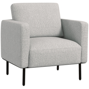 HOMCOM Poltrona Moderna con Cuscino in Tessuto Traspirante Grigio