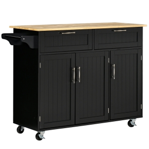 HOMCOM Carrello Cucina in Legno con 2 Cassetti Armadietto e Ruote