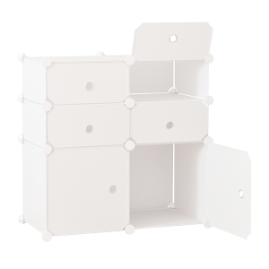 HOMCOM Armario Modular Plástico Estantería 6 Cubos Ropero Zapatero Aparador Combinado Pegatinas Adhesivas Decorativas Ropero Zapatero Combinado Mueble Organizador Ropa Zapatos Accesorios Juguetes