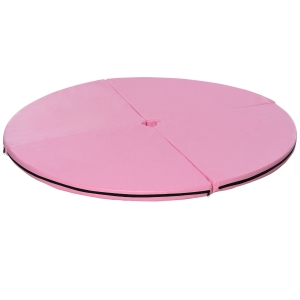 HOMCOM Tapis de pole dance pliable - pole dance mat - tapis de protection Ø 150 cm épaisseur 5 cm - revêtement plastique rose