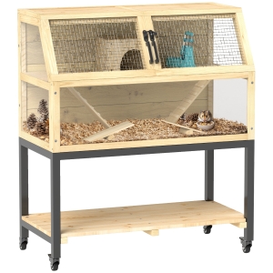 Hamster Cage 87W x 43D x 101Hcm Natural wood finish