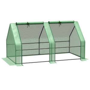 Outsunny Invernadero de Jardín Terraza 180x90x90 cm Tipo Caseta Tubo de Acero con 2 Ventanas  Enrollables Vivero Casero para Cultivo Plantas Verduras Verde