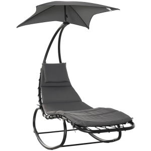 Outsunny Rocking Chaise Lounge with Canopy Cushion