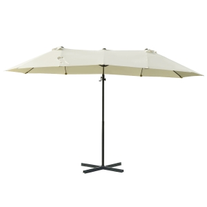 Outsunny Parasol Déporté XXL Inclinable Beige Acier