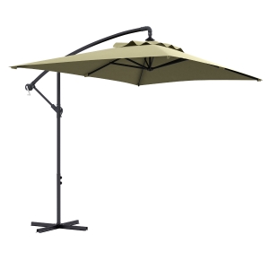 Outsunny 3m Square Cantilever Parasol Cross Base Beige