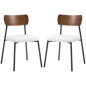 HOMCOM Lot de 2 chaises de salle à manger avec assise effet bouclette, dossier courbé effet bois, intérieur, crème