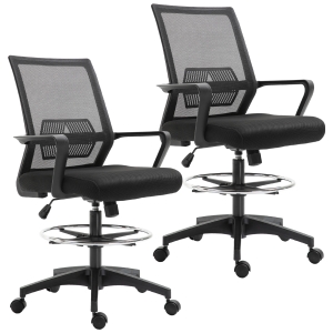 Vinsetto Lot de b2 fauteuils de bureau chaise de bureau assise haute réglable dim. 64L x 59l x 104-124H cm