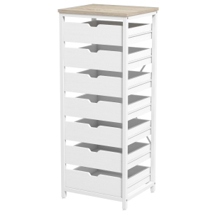 HOMCOM Commode 7 Tiroirs Blanc Acier Contemporain
