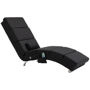 HOMCOM Fauteuil relax chaise longue de relaxation ergonomique, massant et chauffant avec télécommande 56 x 168 x 84 cm noir