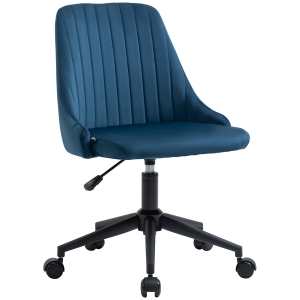 Vinsetto Chaise de bureau design contemporain pivotante 360° ergonomique dossier strié hauteur réglable revêtement velours 50 x 58 x 87 cm bleu