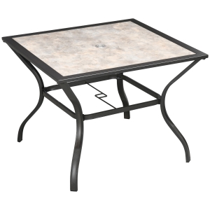 Outsunny Garden Table 94x94cm Stone-Grain Effect Grey
