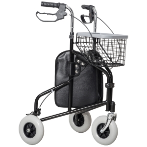 HOMCOM Deambulatore per Anziani e Disabili ad Altezza Regolabile con Cestino e Vassoio, 60x62x84-100.5 cm, Nero