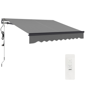 Outsunny 2.5 x 2m Electric Awning with Remote Controller, Aluminium Frame Retractable Awning, Dark Grey