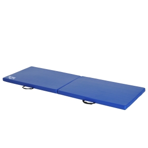 HOMCOM Tapis Gymnastique Pliable Bleu 180cm