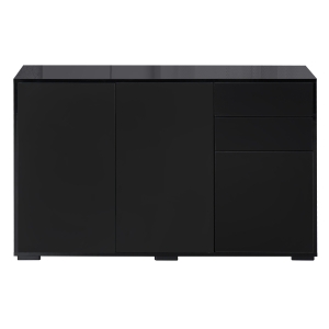 HOMCOM Buffet meuble de rangement 2 tiroirs coulissants 3 portes étagère réglable panneaux de particules 117 x 36 x 74 cm noir